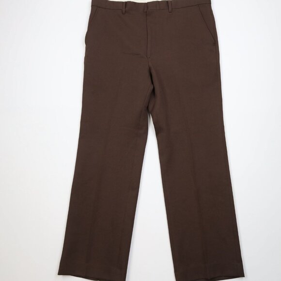 Vtg 70s Streetwear Mens 36x30 Faded Knit Flared Wide Leg Chino Pants Brown USA